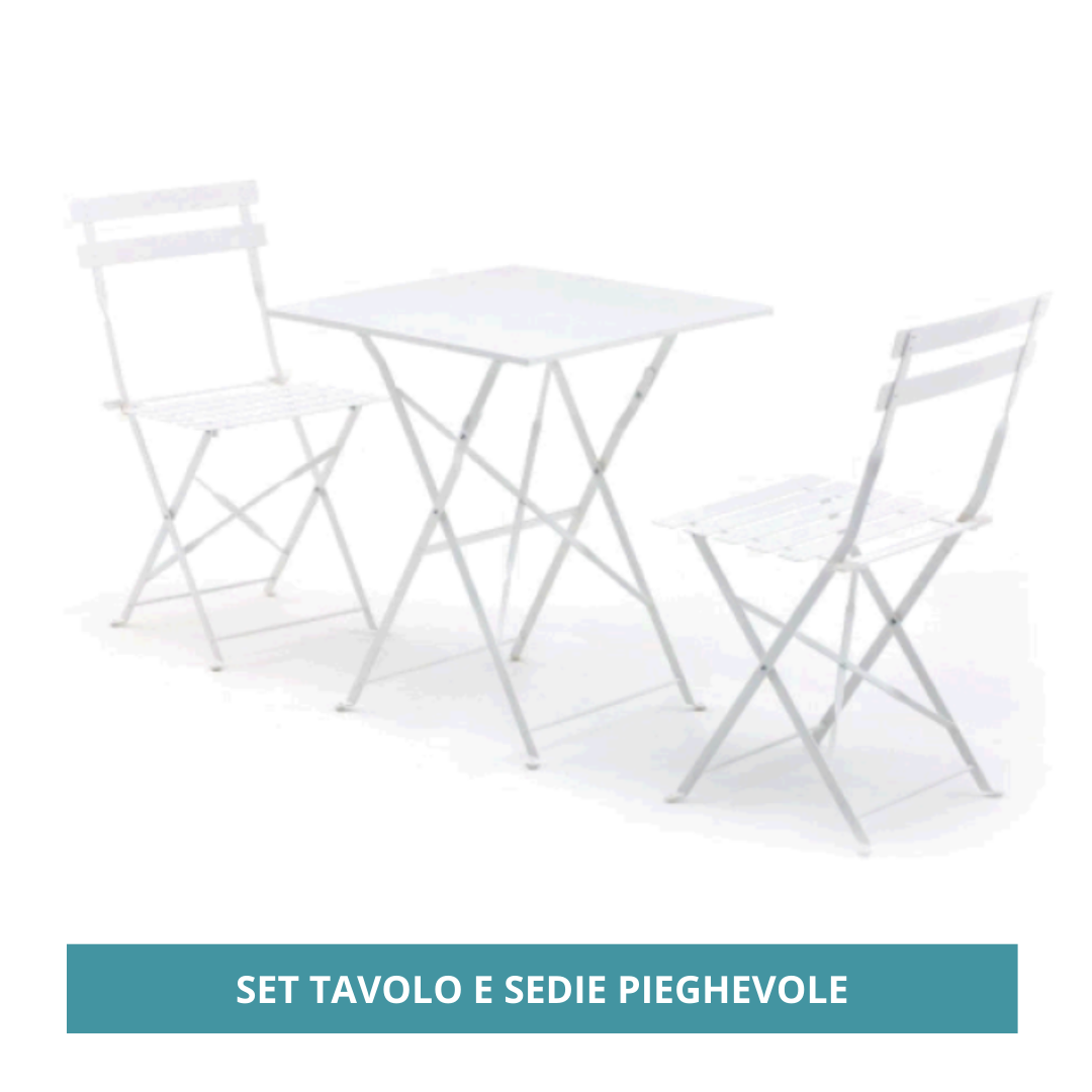 Set Bistrot Tavolo e 2 Sedie Pieghevoli bianco Salmar