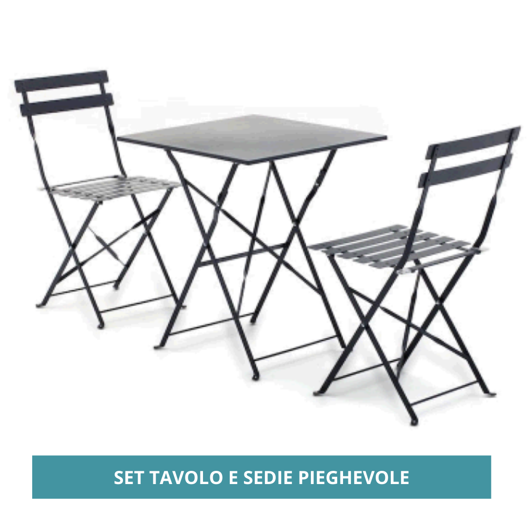 Set Bistrot Tavolo e 2 Sedie Pieghevoli antracite Salmar